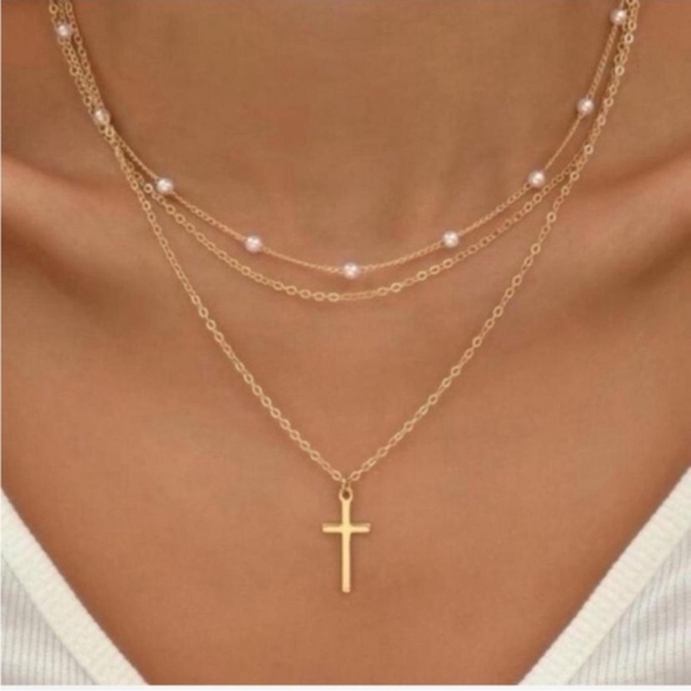 Cross Necklace 18k gold plated New